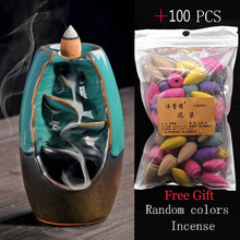 Load image into Gallery viewer, incense burner Ceramic Backflow Incense Burner Creative Home Decor Dragon Incense Holder Censer With Crystal Ball + 20pcs Incens