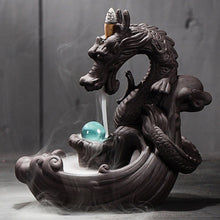 Load image into Gallery viewer, incense burner Ceramic Backflow Incense Burner Creative Home Decor Dragon Incense Holder Censer With Crystal Ball + 20pcs Incens

