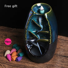 Load image into Gallery viewer, incense burner Ceramic Backflow Incense Burner Creative Home Decor Dragon Incense Holder Censer With Crystal Ball + 20pcs Incens
