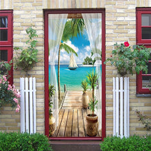 Load image into Gallery viewer, Scenery Wood Grain Door Sticker Vinyl Adhesive Waterproof Removable Wallpaper Poster Room Decoration Mural Decals adesivo porta

