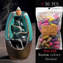 Load image into Gallery viewer, incense burner Ceramic Backflow Incense Burner Creative Home Decor Dragon Incense Holder Censer With Crystal Ball + 20pcs Incens
