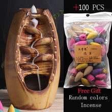 Load image into Gallery viewer, incense burner Ceramic Backflow Incense Burner Creative Home Decor Dragon Incense Holder Censer With Crystal Ball + 20pcs Incens
